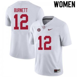 NCAA Women's Alabama Crimson Tide #12 Logan Burnett Stitched College 2020 Nike Authentic White Football Jersey XJ17K04OP
